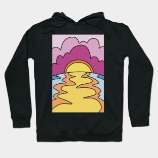 Original 70s Style Sunset Drawing Illustration Design Hoodie